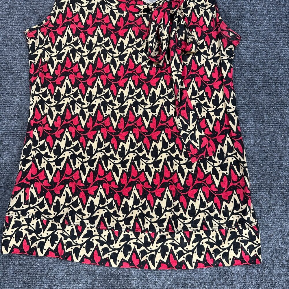 Diane von Furstenberg Top Womens Small Sleeveless Blouse Silk Blend Tie Neck - Picture 2 of 6